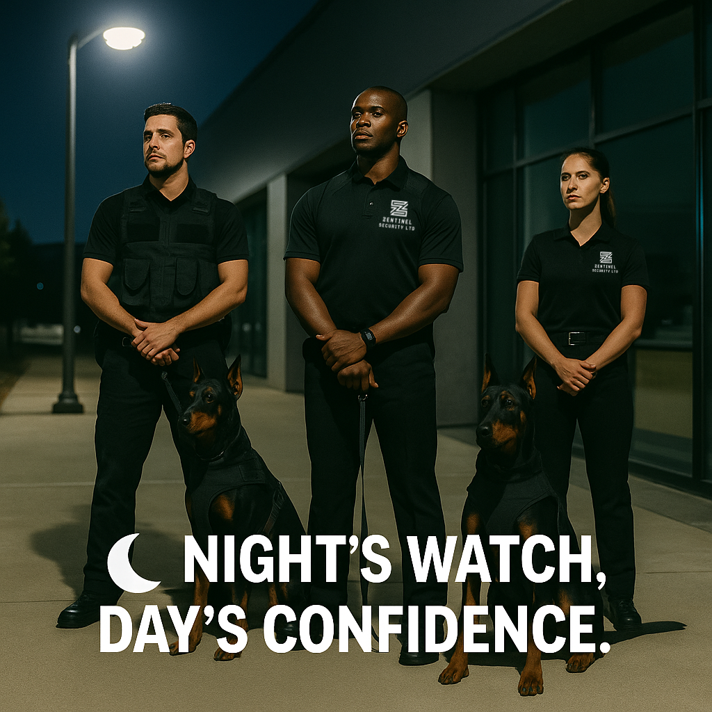 Guard dog on patrol with handler